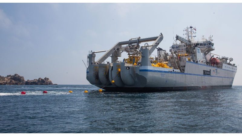 Cable ship at sea