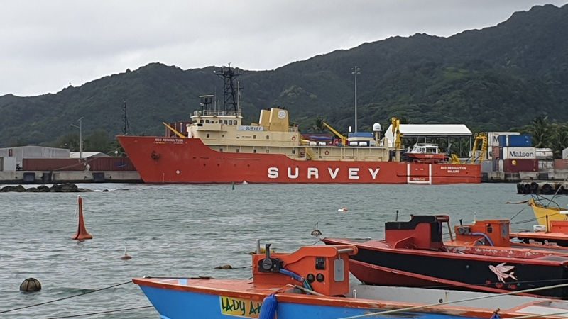 Survey vessel departing Cook Islands waters